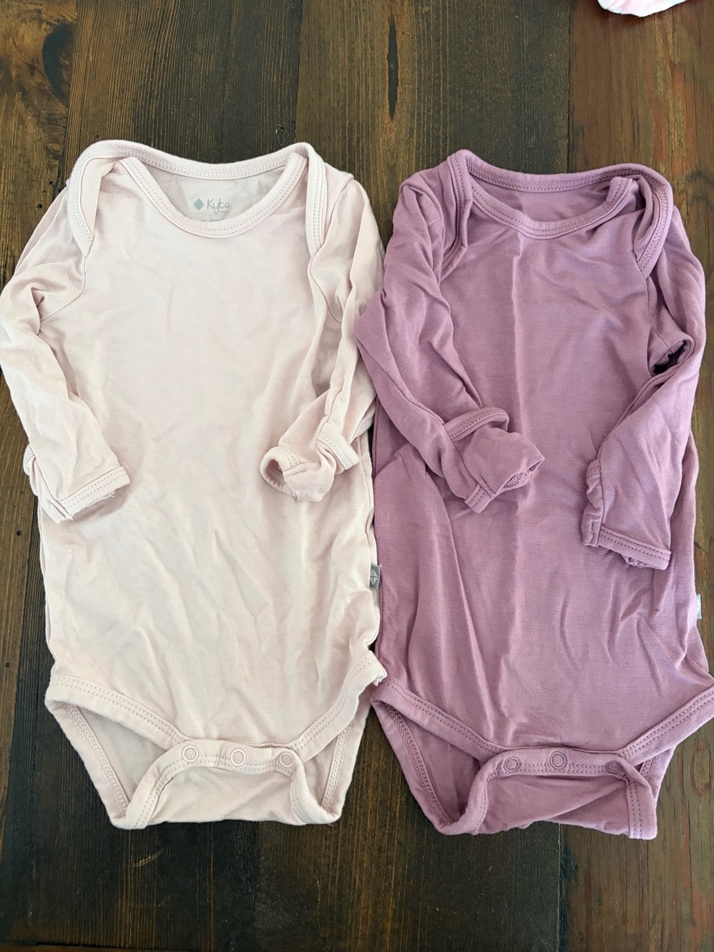 Kyte BABY Long Sleeve Bodysuits in Blush and Mauve